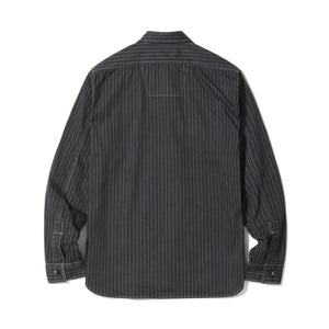 Sugar Cane Fiction Romance 8oz Black Wabash Stripe Work Shirt Sulfur Dyed backside flat