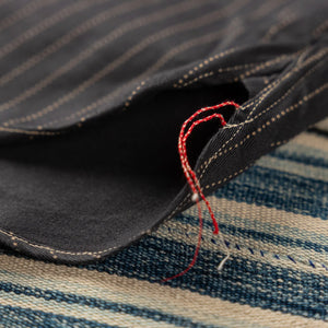 Sugar Cane Fiction Romance 8oz Black Wabash Stripe Work Shirt Sulfur Dyed detail gussets with run off