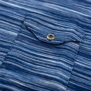 Sugar Cane Fiction Romance Striped Pocket TShirt Indigo Skein Dyed