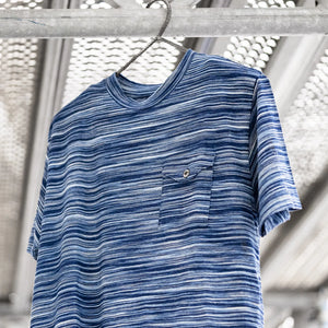 Sugar Cane Fiction Romance Striped Pocket TShirt Indigo Skein Dyed