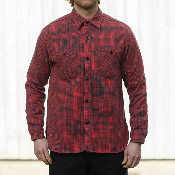 Sugar Cane Glencheck Flannel Work Shirt – Faded Red