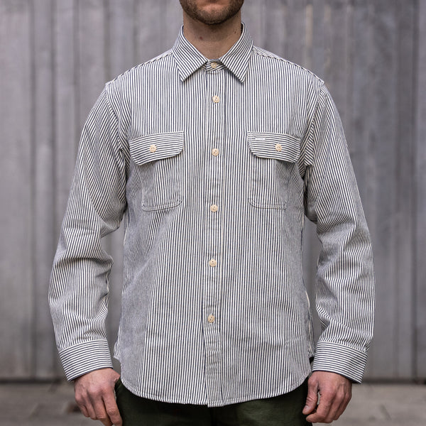 Sugar Cane Hickory Stripe Work Shirt – SC27583 / Off-White