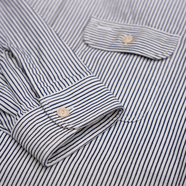 Sugar Cane Hickory Stripe Work Shirt – SC27583 / Off-White