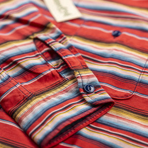 Sugar Cane Native American Sarape Striped Work Shirt Red