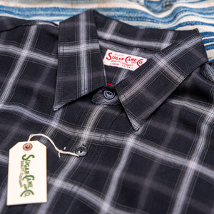 Sugar Cane Rayon Plaid Summer Work Shirt – Black