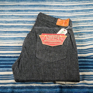 Sugar Cane 14oz Black Selvedge Jeans Black Regular Straight folded