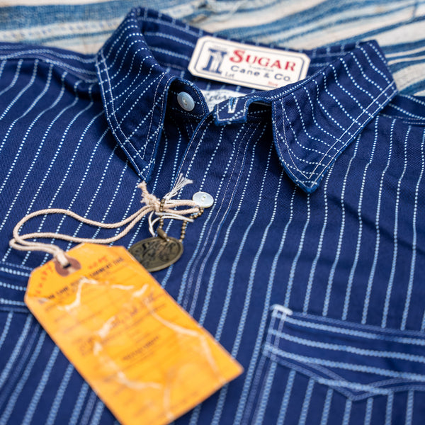 Sugar Cane Fiction Romance 8,5oz Wabash Stripe Summer Shirt – Indigo Dyed