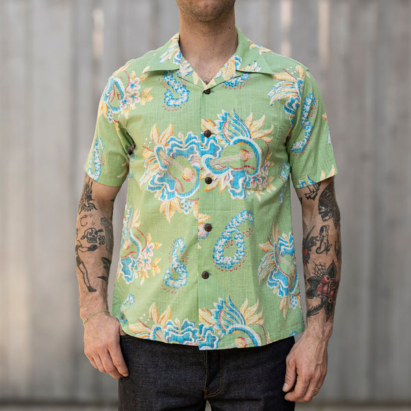 Sun Surf ‘Macintosh Ukulele’ Cotton x Linen Aloha Shirt – Green