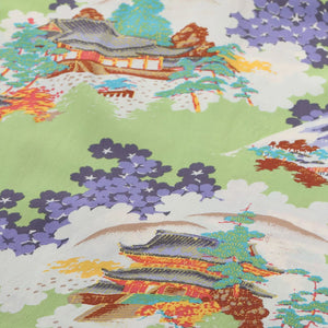 Sun Surf Ancient Capital Rayon Crepe Hawaiian Shirt Green close up print