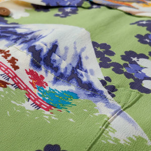 Sun Surf Ancient Capital Rayon Crepe Hawaiian Shirt Green detail matching pattern