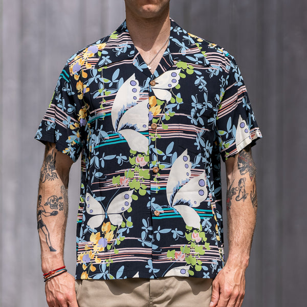 Sun Surf „Fluttering Beauty” Aloha Shirt – Black