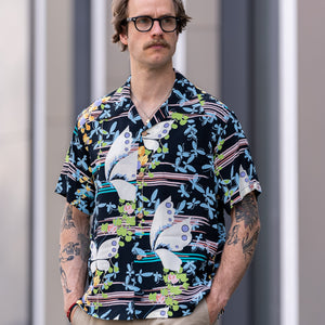 Sun Surf „Fluttering Beauty” Aloha Shirt – Black