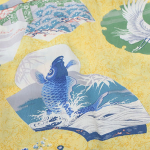 Sun Surf Japanese Quaint Rayon Kabe Crepe Hawaiian Shirt Yellow close up print
