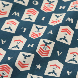 Sun Surf Navy Chevron Broadcloth Hawaiian Shirt Navy close up print