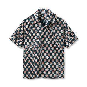 Sun Surf Navy Chevron Broadcloth Hawaiian Shirt Navy front flat
