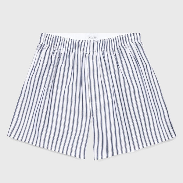 Sunspel Classic Boxer Shorts – Navy Stripe