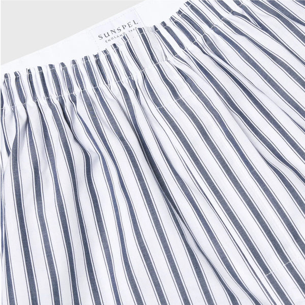 Sunspel Classic Boxer Shorts – Navy Stripe