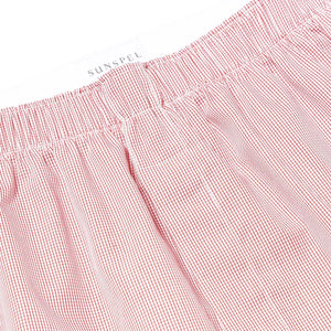 Sunspel Classic Boxer Shorts Micro Gingham Red detail waist