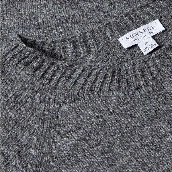 Sunspel Lambswool Crew Neck Jumper - Mid Grey Melange