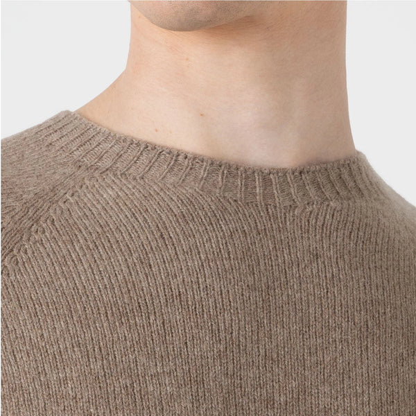 Sunspel Lambswool Crew Neck Jumper - Sandstone