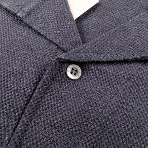 Sunspel Linen Pique Polo Shirt Navy detail button
