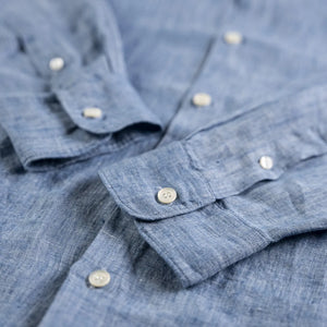 Sunspel Linen Shirt - Como Blue
