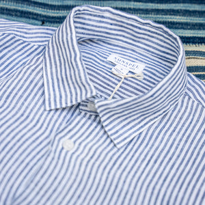 Sunspel Linen Shirt – Navy Stripes