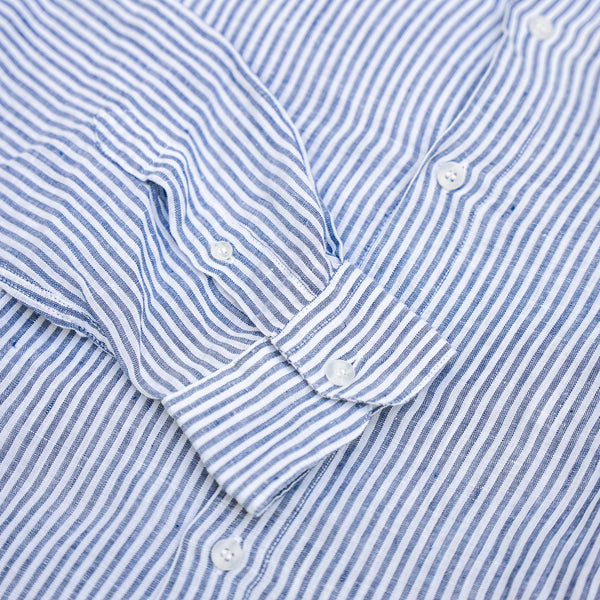 Sunspel Linen Shirt – Navy Stripes
