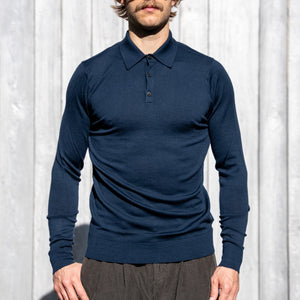 Sunspel Extra-Fine Merino Wool Polo Shirt – Light Navy