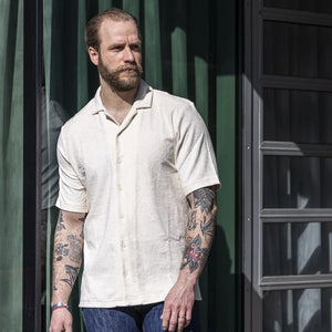 Sunspel Towelling Camp Collar Shirt - Natural