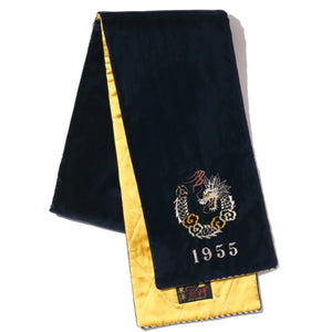 Tailor Toyo ‚Eagle‘ Velveteen Suka Scarf – Dark Navy / Gold