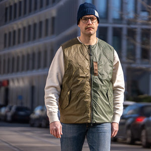 Taion Reversible MA-1 Down Vest – Crazy Olive x Black / Japan Special