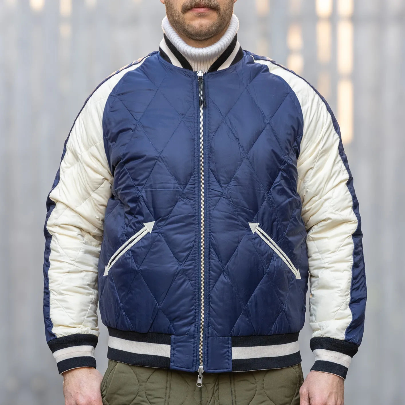 Taion Reversible 'Sukajan' Down Jacket – Black / Navy Taion Reversible 'Sukajan' Down Jacket – Black / Navy