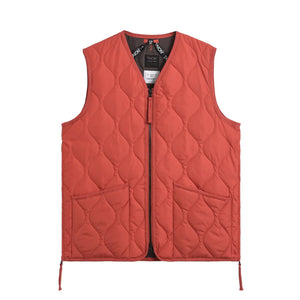 Taion Military W Zip Down Vest Akane Orange front flat