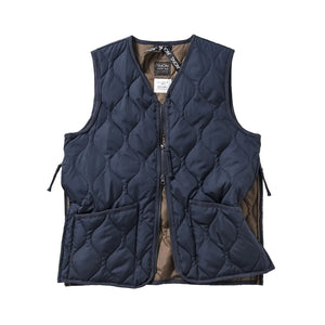 Taion Military W Zip Down Vest Dark Navy front flat open zipper