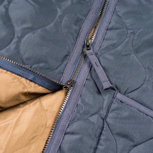 Taion Military W Zip Down Vest Dark Navy detail two way zipper