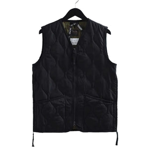 Taion Military W Zip Down Vest Black front flat