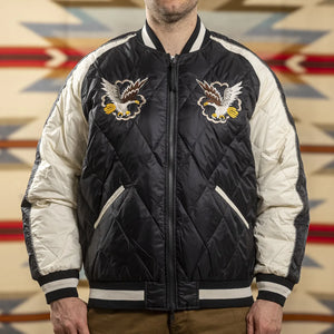 Taion Reversible Sukajan Down Jacket Black worn front