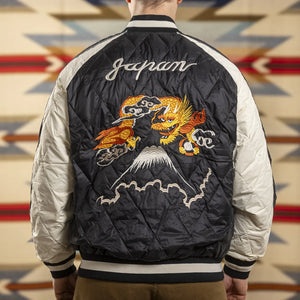 Taion Reversible Sukajan Down Jacket Black worn back