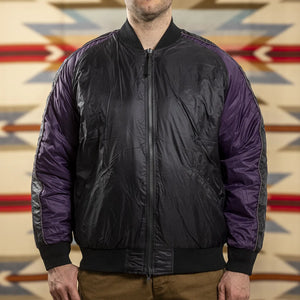 Taion Reversible Sukajan Down Jacket Black worn front reverse