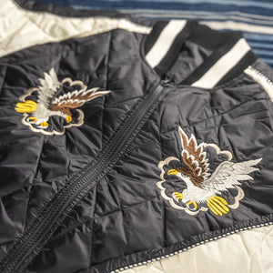 Taion Reversible Sukajan Down Jacket Black detail embroidery front