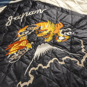 Taion Reversible Sukajan Down Jacket Black detail embroidery back