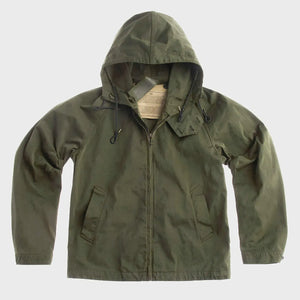 Ten C 13 ounce OJJ Anorak Jacket Dark Olive front flat