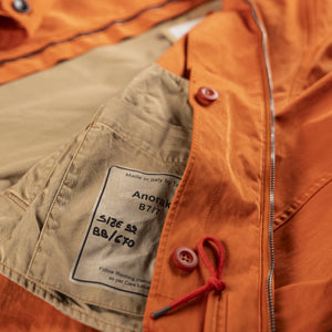 Ten C 13oz OJJ Anorak Jacket Orange detail inside pocket and label