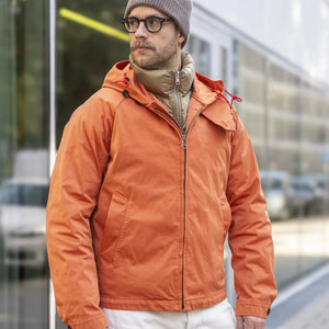 Ten C 13oz OJJ Anorak Jacket Orange lifestyle worn