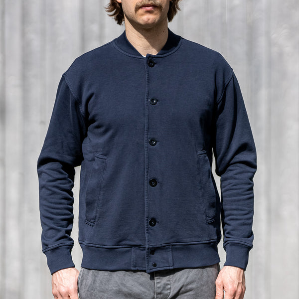 Ten C Diagonal Fleece Cardigan – Garment Dyed / Navy