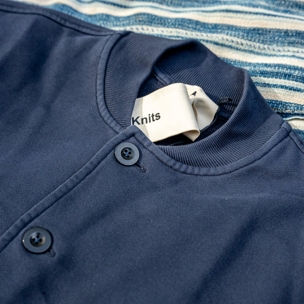 Ten C Diagonal Fleece Cardigan – Garment Dyed / Navy