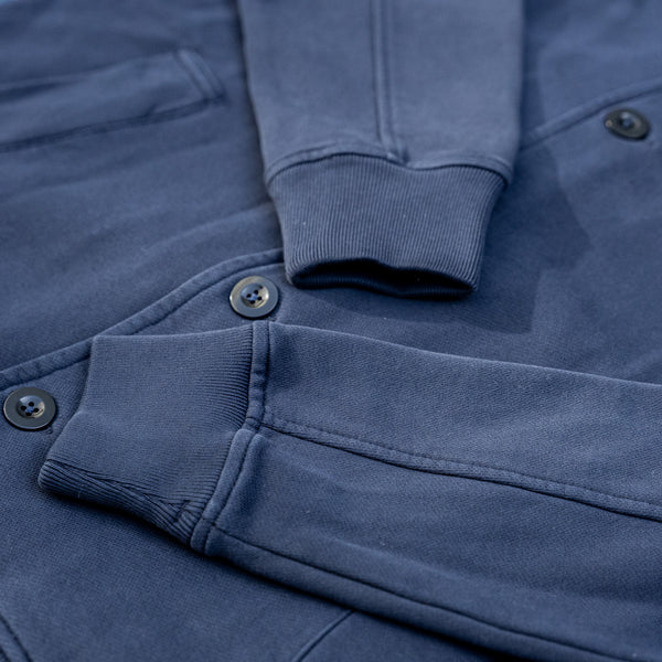 Ten C Diagonal Fleece Cardigan – Garment Dyed / Navy