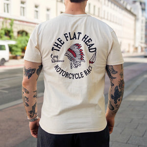 The Flat Head War Bonnet 9oz Loopwheeled TShirt Natural worn backside