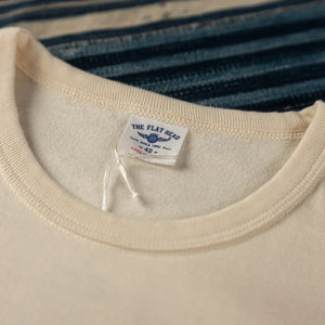 The Flat Head Bike Week 11oz Loopwheeled Longsleeve Ivory detail collar